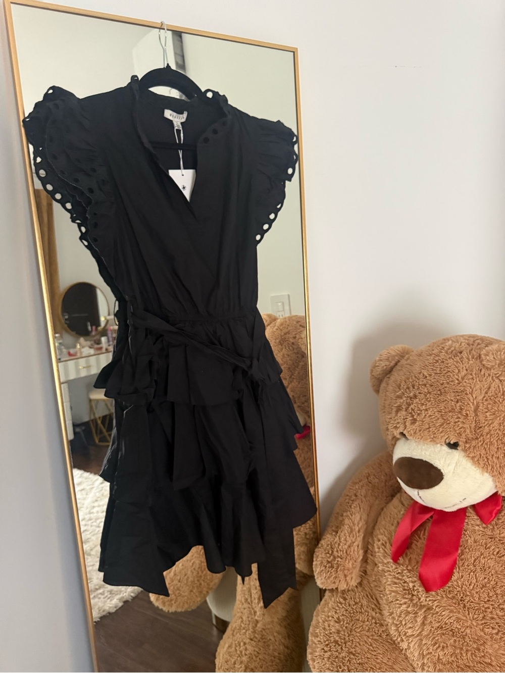 Stellah Black Ruffle Wrap Dress for Girls